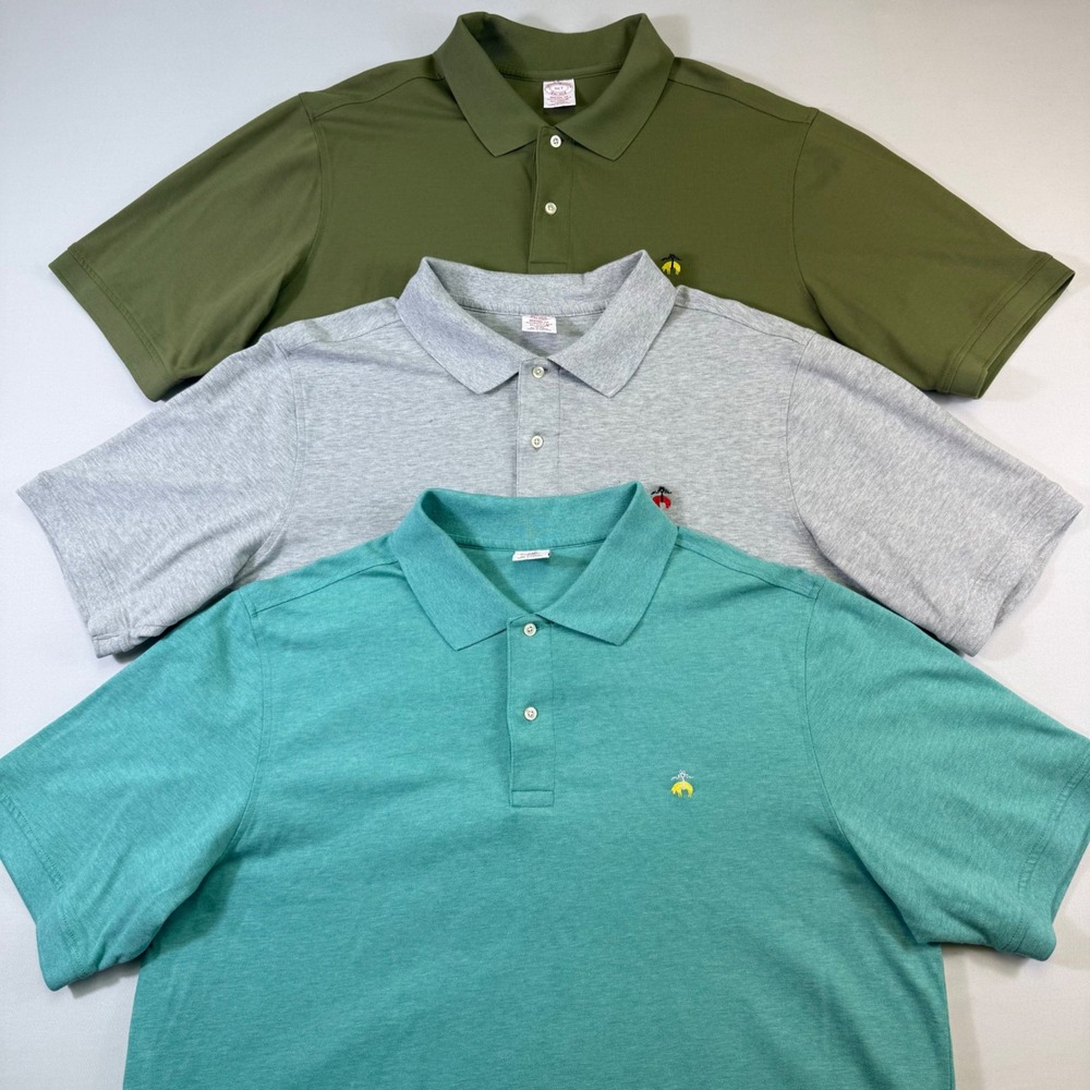Lot of 3 Brooks Brothers Polo Shirt Mens XLT Multi-Color Performance Supima EUC